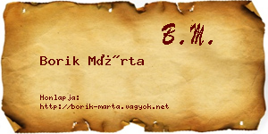 Borik Márta névjegykártya